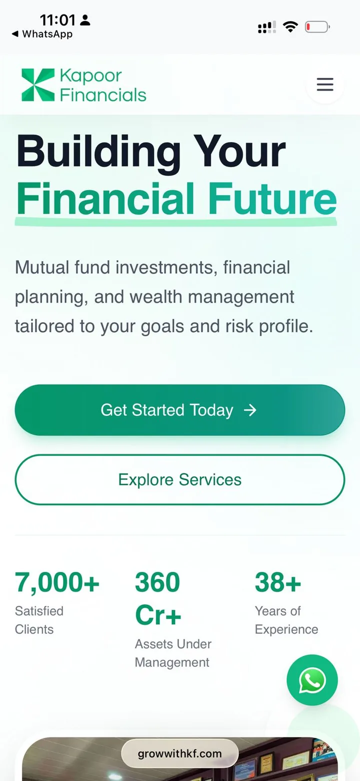 Grow with KF — mobile website