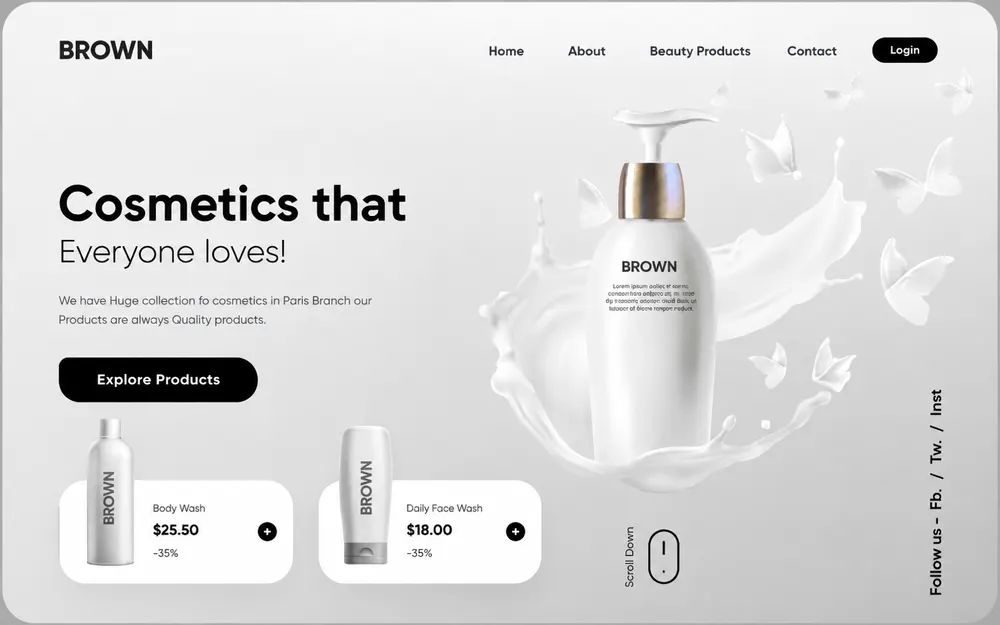 Brown website (desktop) by Scribo Solution