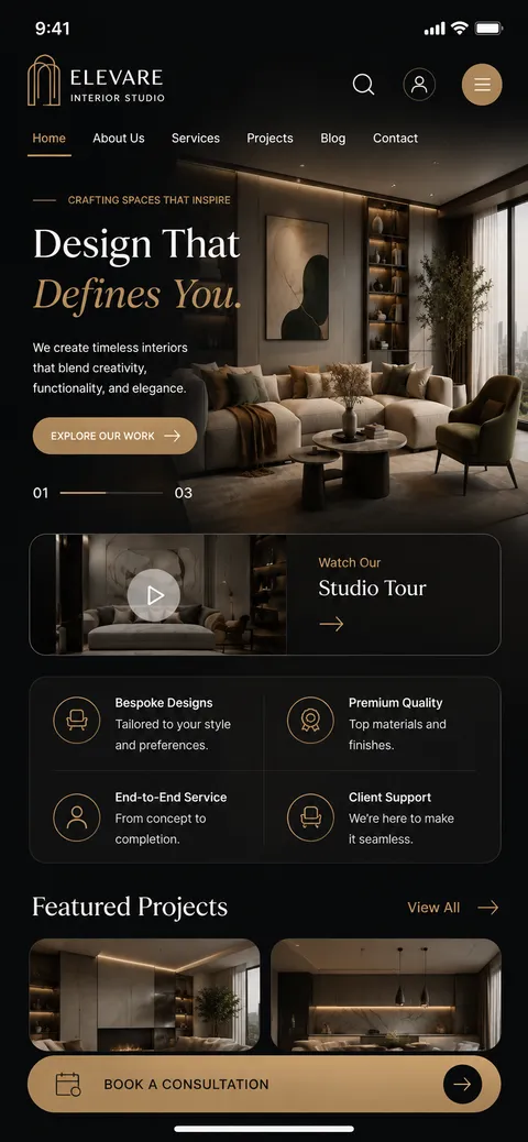 Elevare website (mobile)