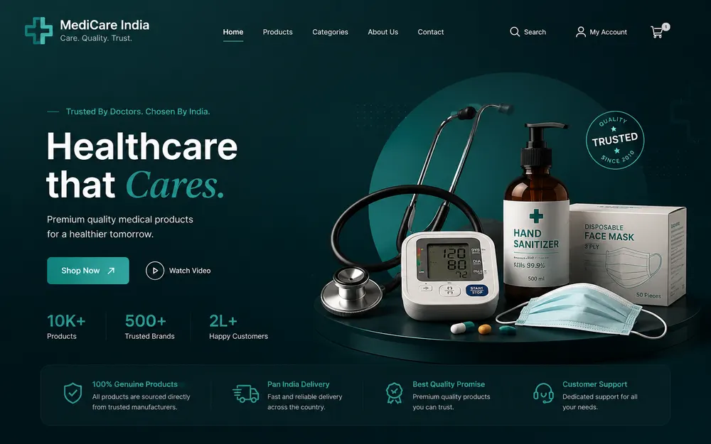 Medicare India website (desktop) by Scribo Solution