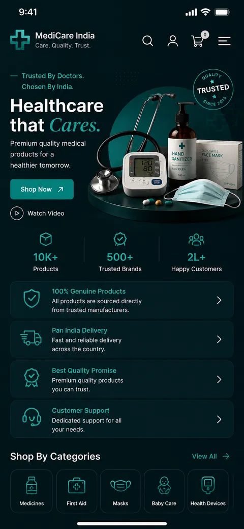 Medicare India website (mobile)