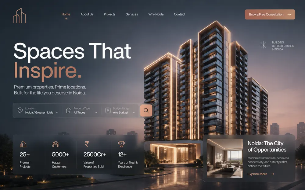 Noida Homes website (desktop) by Scribo Solution
