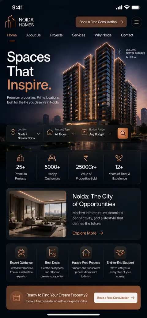Noida Homes website (mobile)