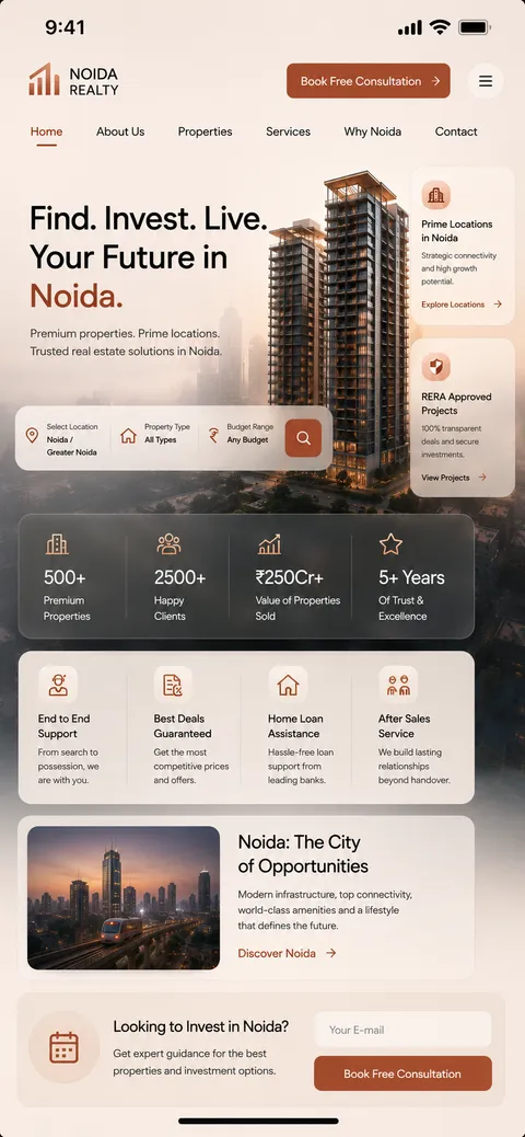 Noida Realty website (mobile)